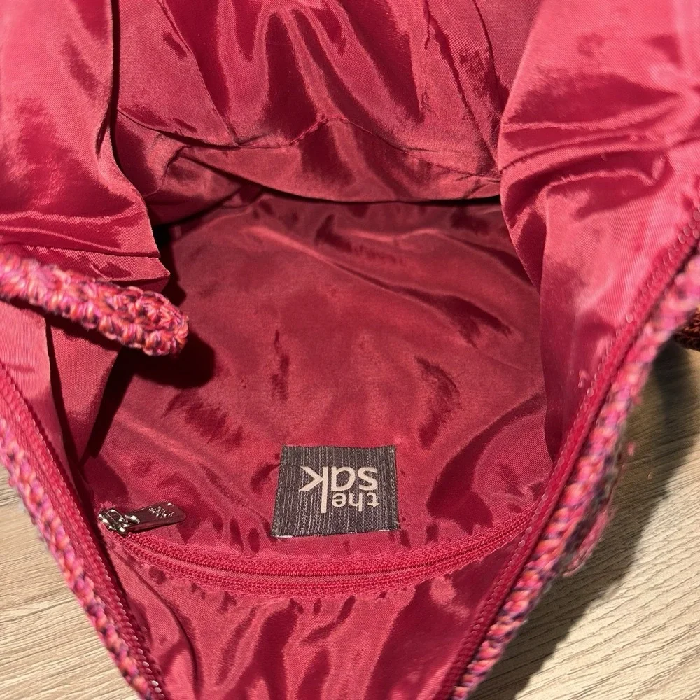 The Sak Crochet Shoulder Bag Multicolor Knit Stripe Hobo Purse Boho Slouch Tote - Picture 6 of 11